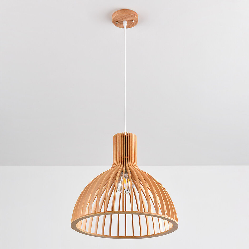 Lampe suspendue de style rustique en bois naturel - Bali