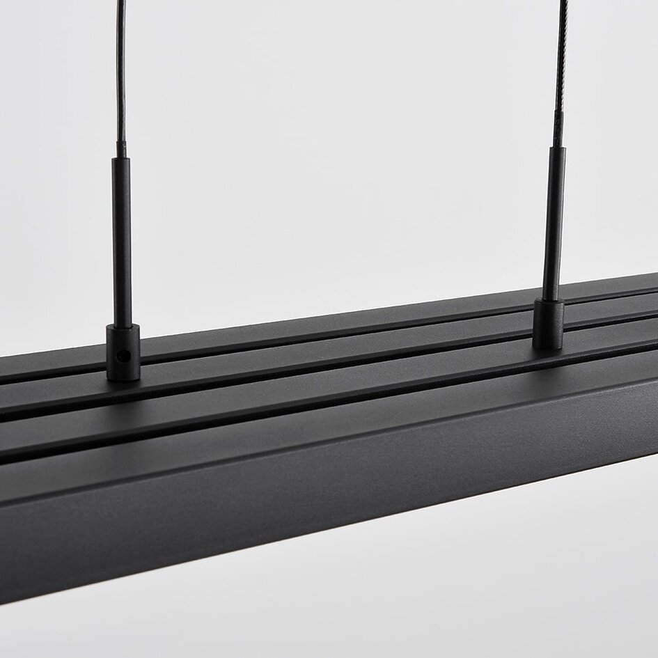 Suspension design dimmable noire avec bois foncé - Liana
