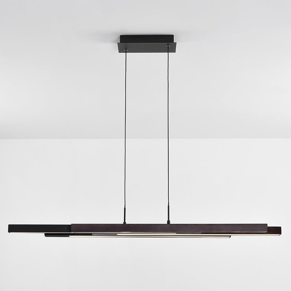 Suspension design dimmable noire avec bois foncé - Liana