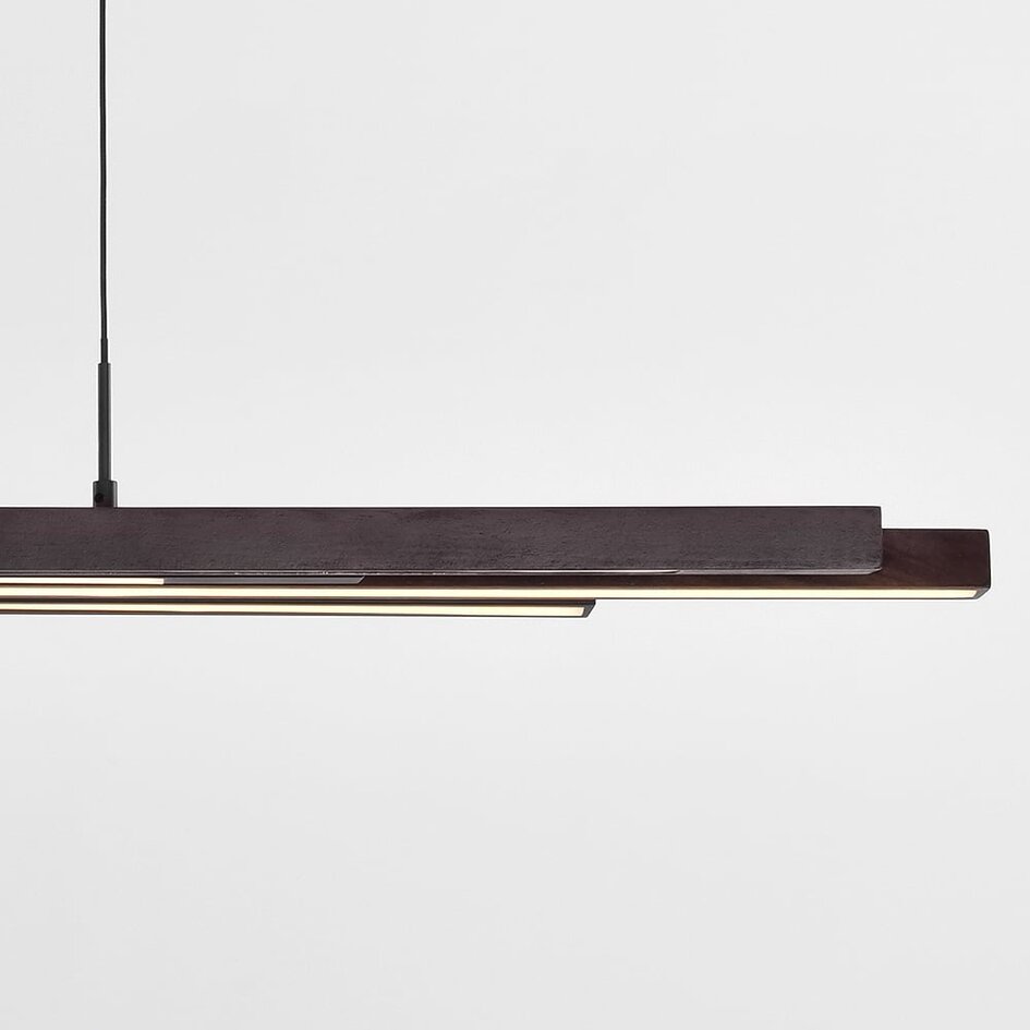 Suspension design dimmable noire avec bois foncé - Liana