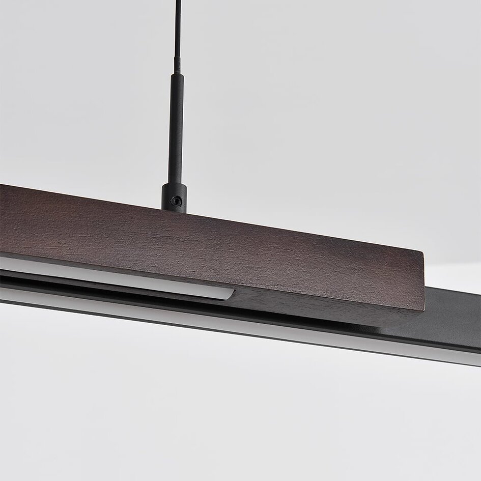 Suspension design Leia, dimmable à 3 niveaux - noire avec bois foncé