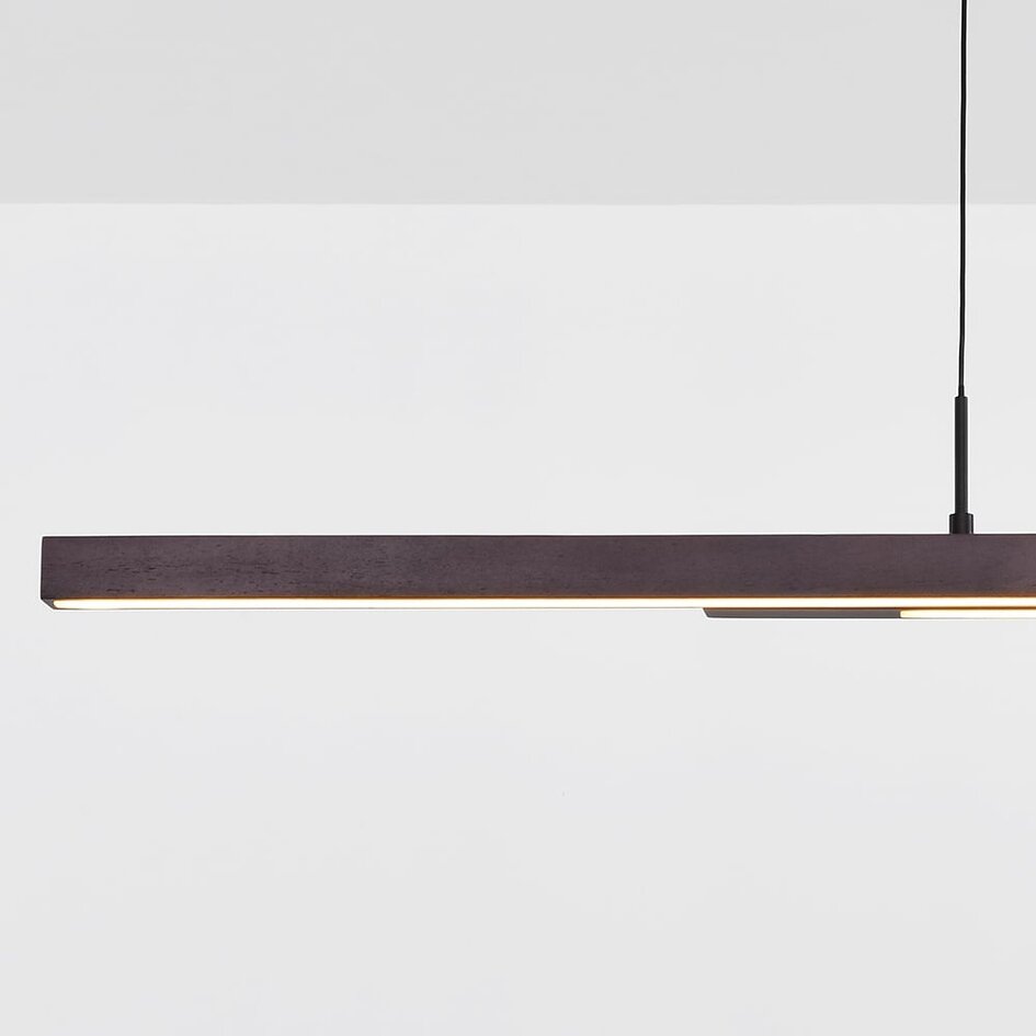 Suspension design Leia, dimmable à 3 niveaux - noire avec bois foncé