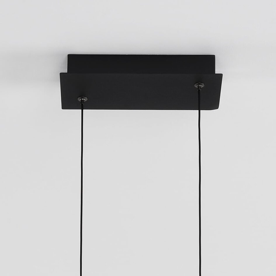 Suspension design Leia, dimmable à 3 niveaux - noire avec bois foncé