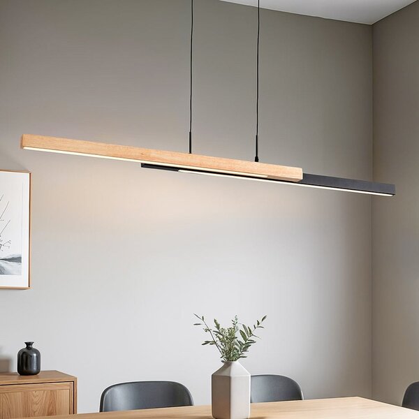 Suspension design dimmable à 3 niveaux Leia - noire avec bois clair