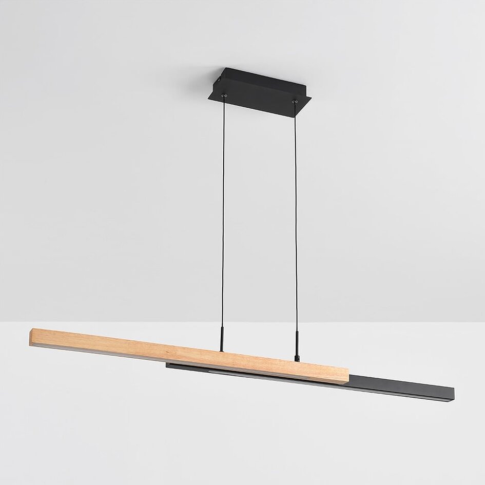 Suspension à intensité variable sur 3 niveaux Leia - noir et bois clair