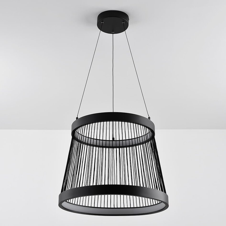 Suspension Kae à intensité variable sur 3 niveaux - cordon décoratif noir