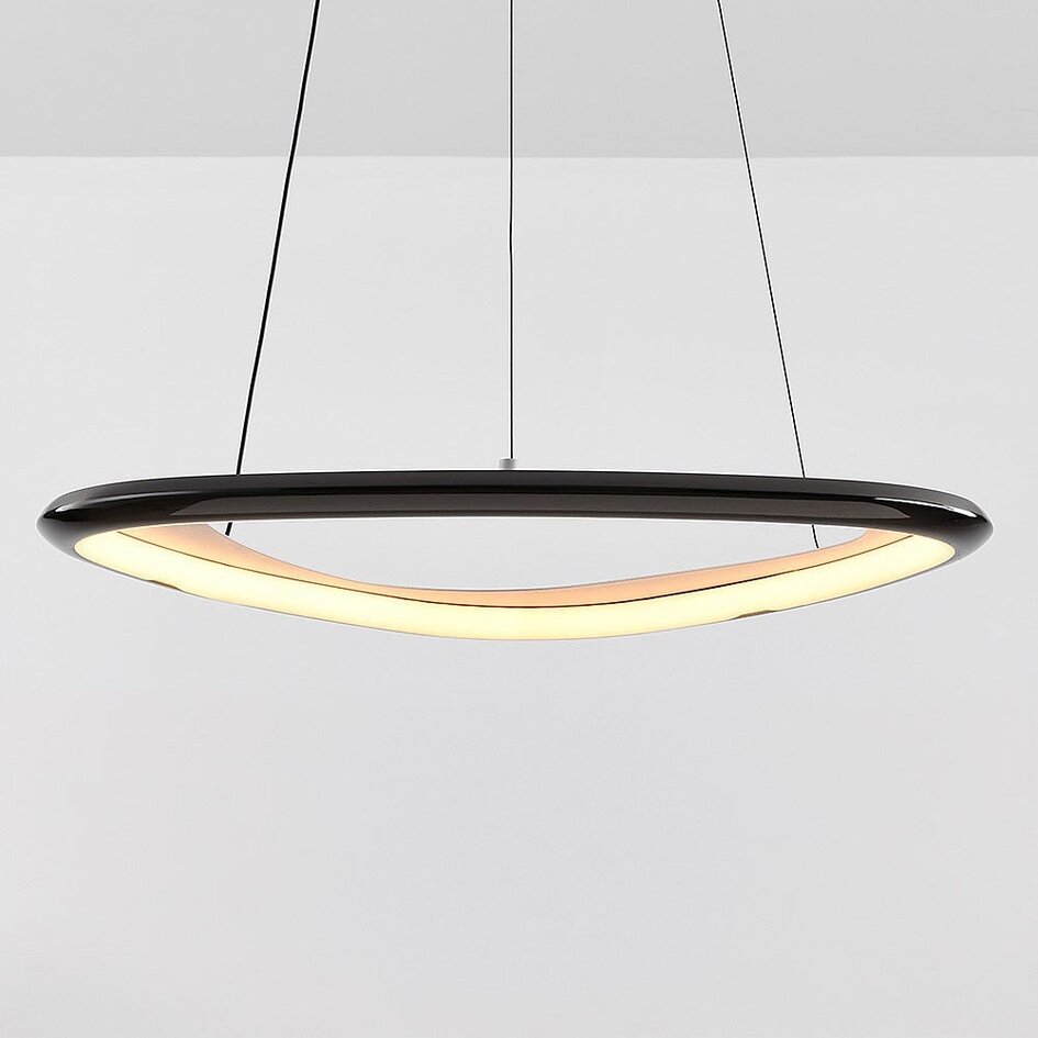 Lampe suspendue Celda avec LED à 3 niveaux de gradation en noir-chrome