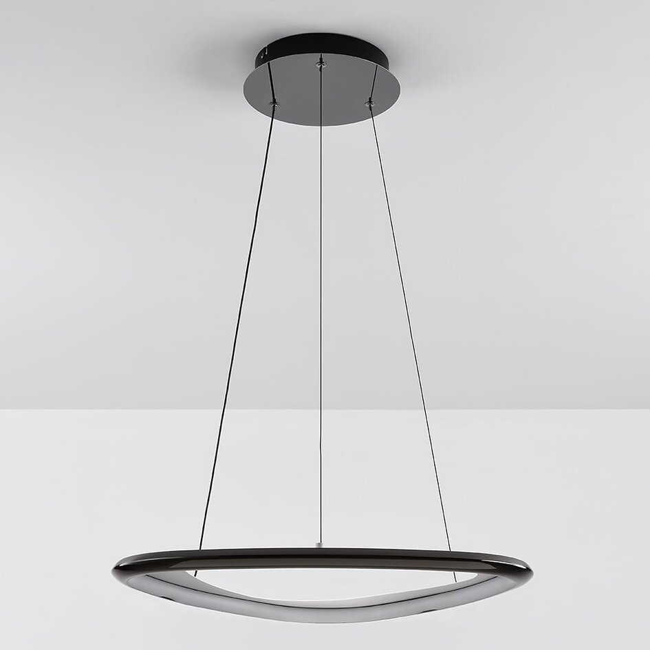 Lampe suspendue Celda avec LED à 3 niveaux de gradation en noir-chrome
