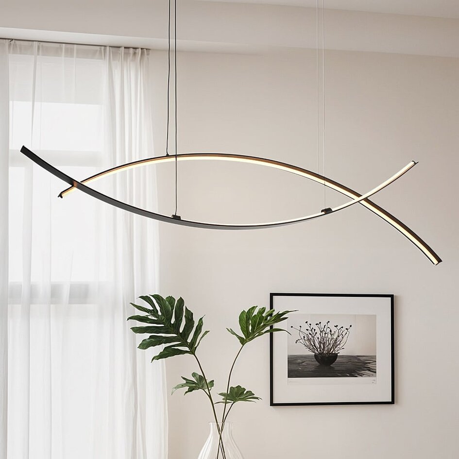 Lampe suspendue design Arche avec LED à 3 niveaux de gradation - noir