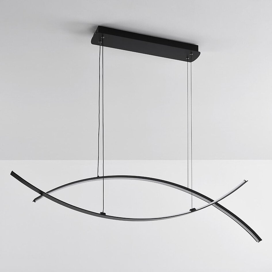 Lampe suspendue design Arche avec LED à 3 niveaux de gradation - noir