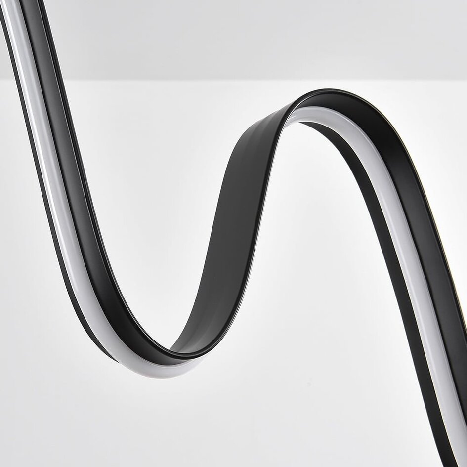 Suspension Linea ondulée - noire avec LED à intensité variable sur 3 niveaux