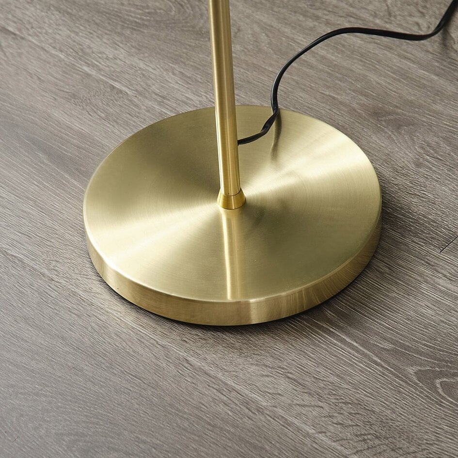 Lampadaire doré avec verre ambré, 3 lumières - Jesse