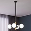 Suspension Callie 4 lumières - noir, verre opalin et accents dorés