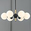 Suspension design noir avec verre blanc laiteux, 6 lumières - Callie