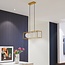 Suspension Gabia 3 lumières - cadre carré doré et verre opalin
