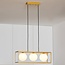 Suspension Gabia 3 lumières - cadre carré doré et verre opalin