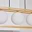Suspension Gabia 3 lumières - cadre carré doré et verre opalin