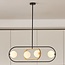 Suspension Gaio 4 lumières - noir et doré avec verre opalin