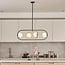 Suspension Gaio 4 lumières - noir et doré avec verre opalin
