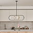 Suspension Gaio 4 lumières - noir et doré avec verre opalin