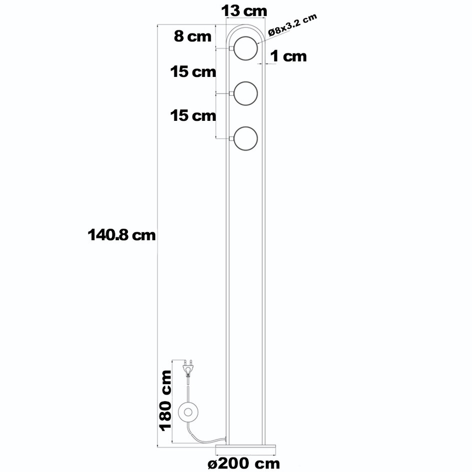 Lampadaire de luxe avec 3 spots rotatifs - Terzo