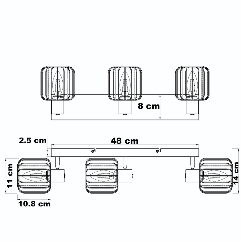 Plafonnier à 3 lumières avec verre fumé et spots orientables - Diya