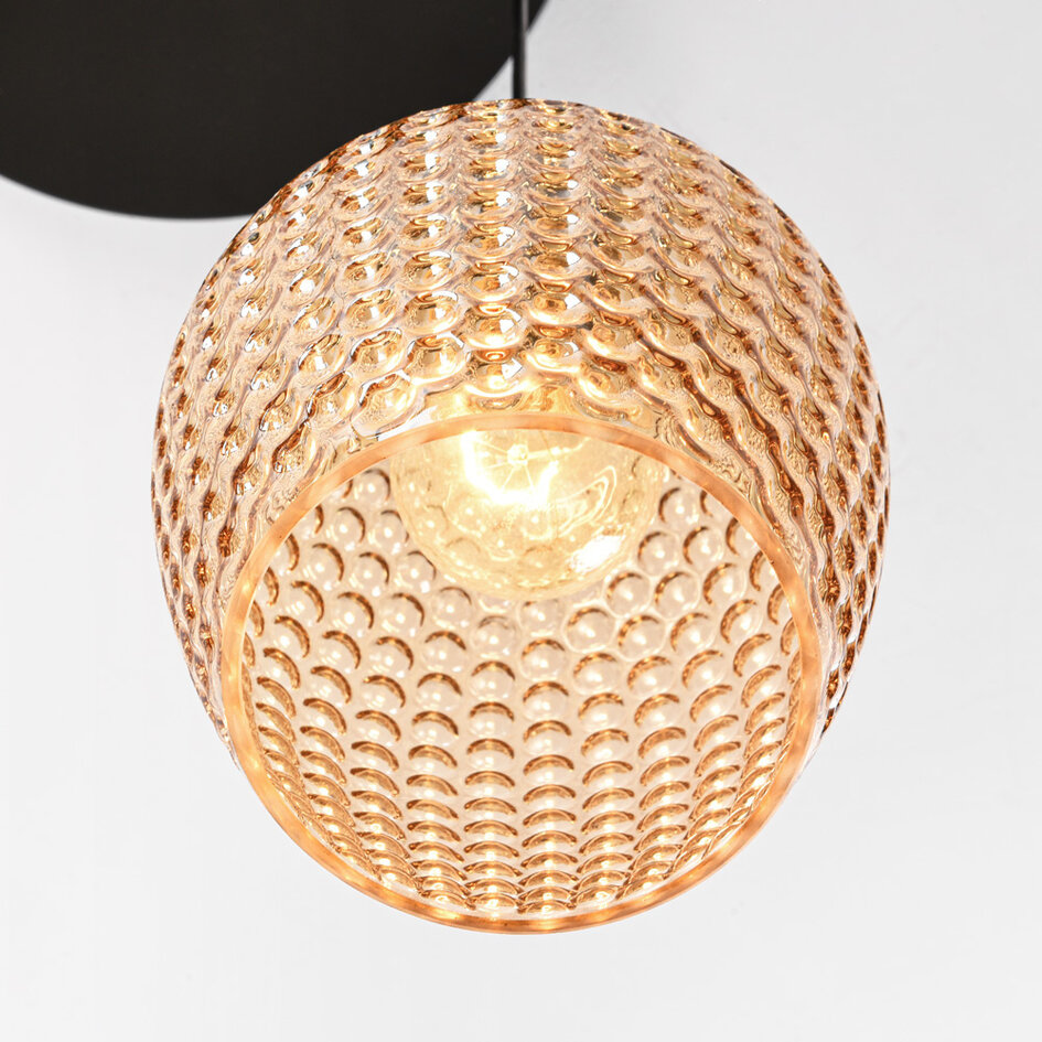 Suspension moderne avec verre ambré 3 lumières - Lana