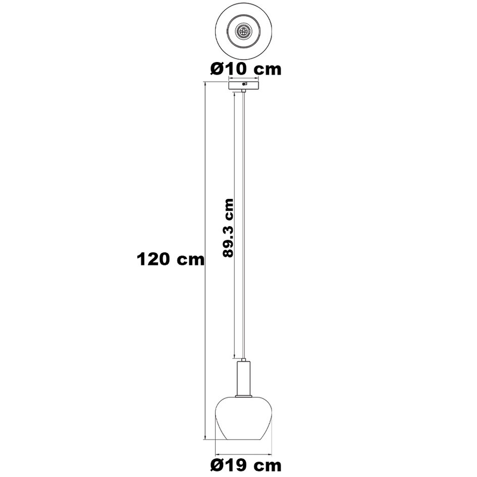 Suspension Ischa en verre fumé en forme de pomme - noire