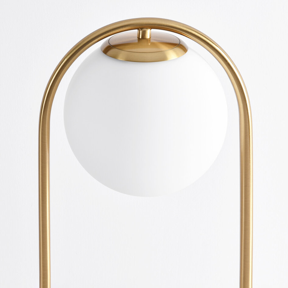 Lampe de table design dorée George - verre blanc laiteux