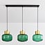 Suspension Inya 3 lumières en verre vert - vert et doré
