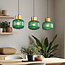 Suspension Inya 3 lumières en verre vert - vert et doré