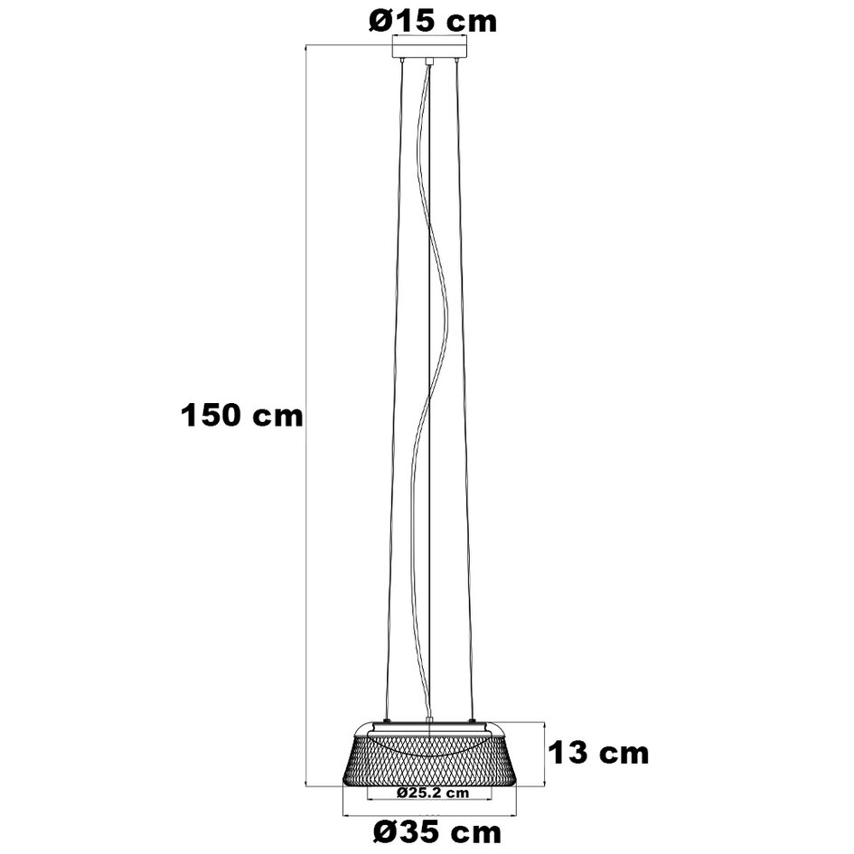 Lampe suspendue noire avec abat-jour ouvert et LED dimmable - Milani