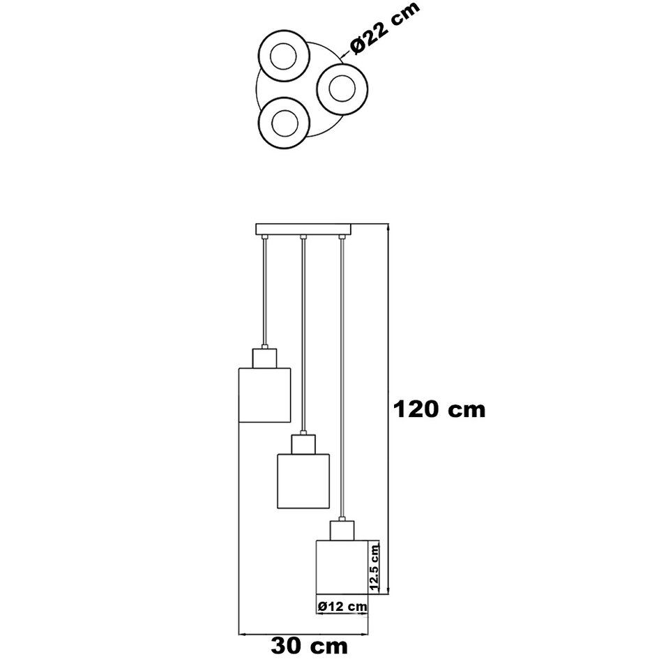 Suspension design à 3 lumières Pella - verre ambré