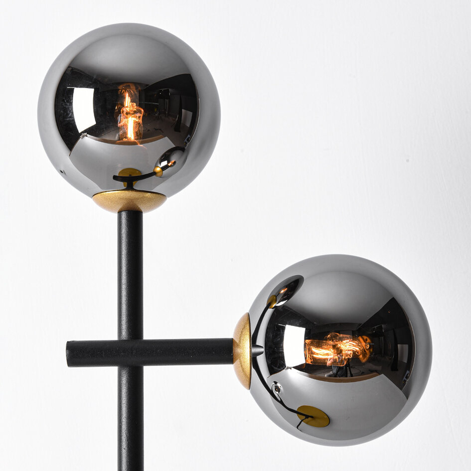 Lampe de table à 2 lumières Chase - verre fumé à effet miroir