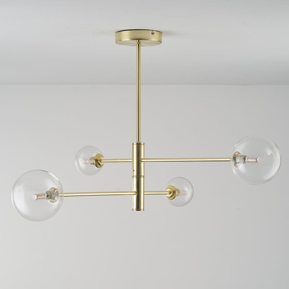 Plafonnier Stiri 4 lumières - doré et verre transparent