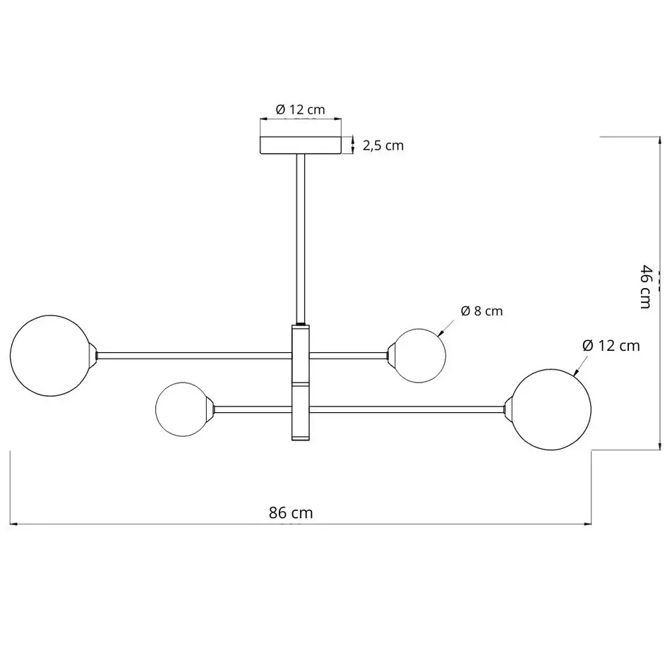 Plafonnier design doré 4 lumières avec verre transparent - Stiri