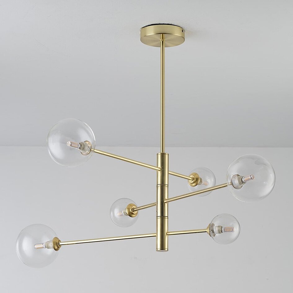 Plafonnier Sest 6 lumières - doré et verre transparent