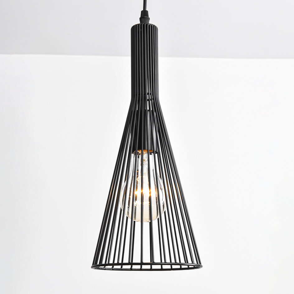 Lampe suspendue industrielle en métal noir 3 lumières - Sofia