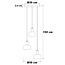 Lampe suspendue or avec verre ambré, 3 lumières - Marrom
