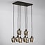 Suspension Sidney 8 lumières - noir et verre fumé gris