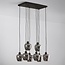 Suspension Sidney 8 lumières - noir et verre fumé gris