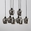Suspension Sidney 8 lumières - noir et verre fumé gris