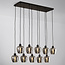 Lampe suspendue à 10 lumières noire avec verre gris fumé - Stafford