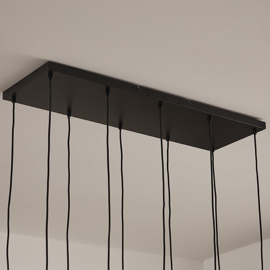 Suspension Stafford 10 lumières - noir et verre fumé gris