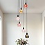 Suspension Monroe 6 lumières - noir, verre ambré, fumé et rosé