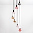 Suspension noire avec verre ambré, fumé et rose, 7 lumières - Monroe