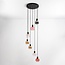 Suspension Monroe 7 lumières - noir, verre ambré, fumé et rosé