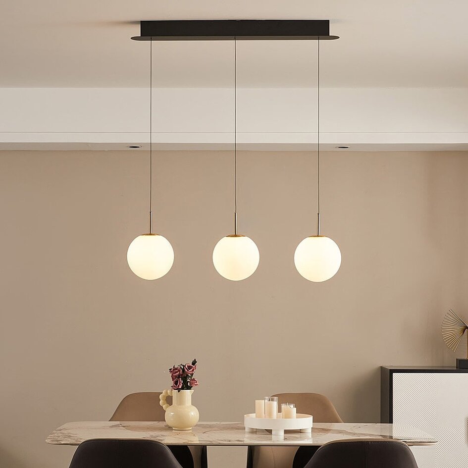 Suspension doré avec verre blanc laiteux, 3 niveaux de gradation, 2700K - Silje