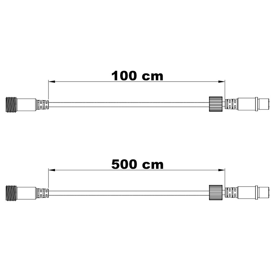 Rallonge blanche pour éclairage de Noël 1 m avec connecteurs - caoutchouc