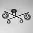 Plafonnier moderne, 4 lumières noir avec verre fumé - Nymo
